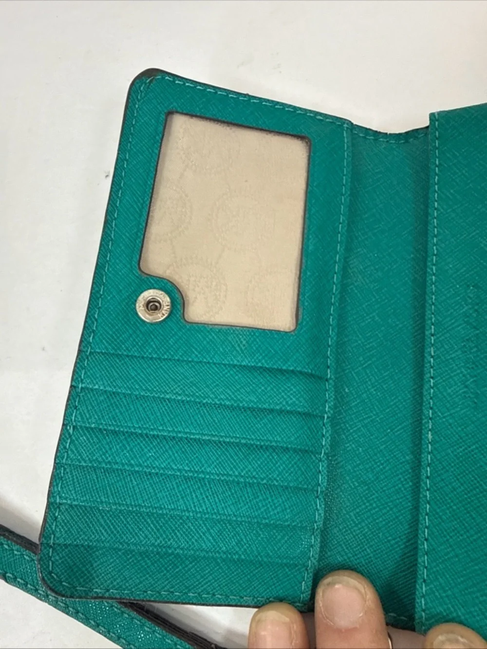 Michael Kors Teal Green Wristlet Wallet with Gold Logo